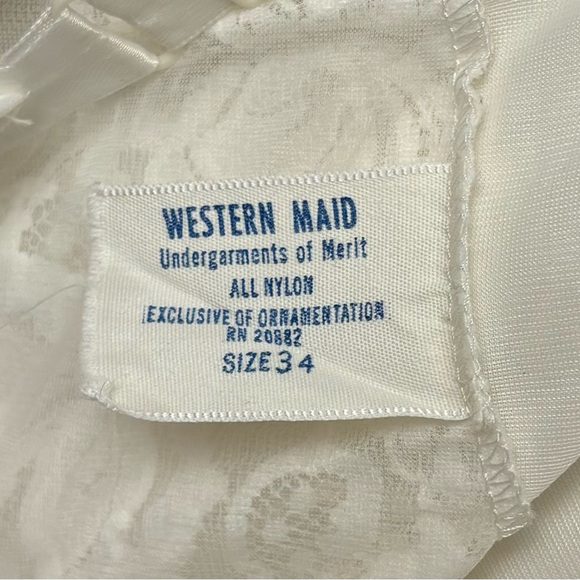 Vintage Western Maid Lace Cups Full Slip White AwSize 34/L 0414 - Picture 5 of 6